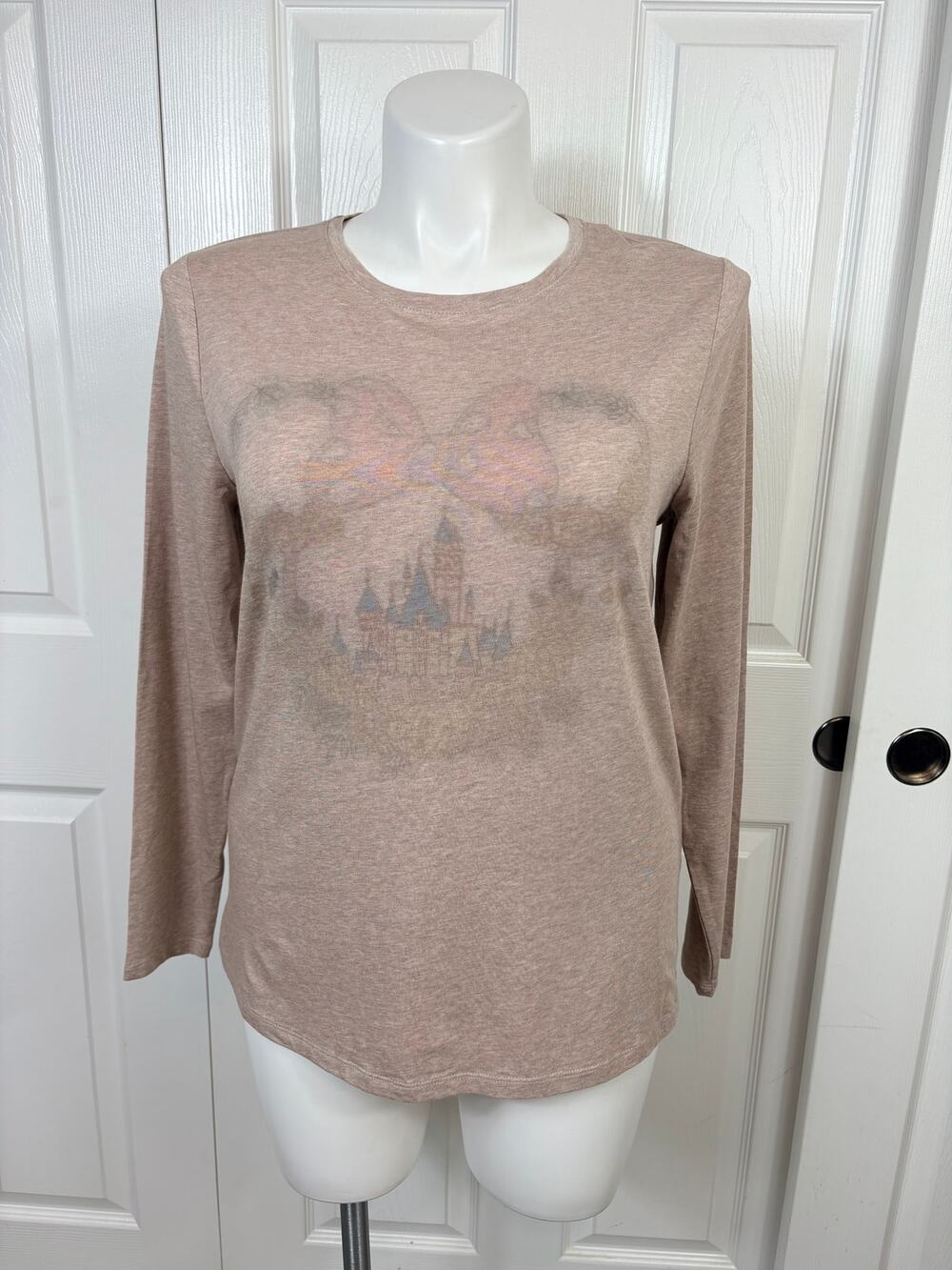 Style & Co. Tan Long Sleeve Women's Shirt Crewneck Size L